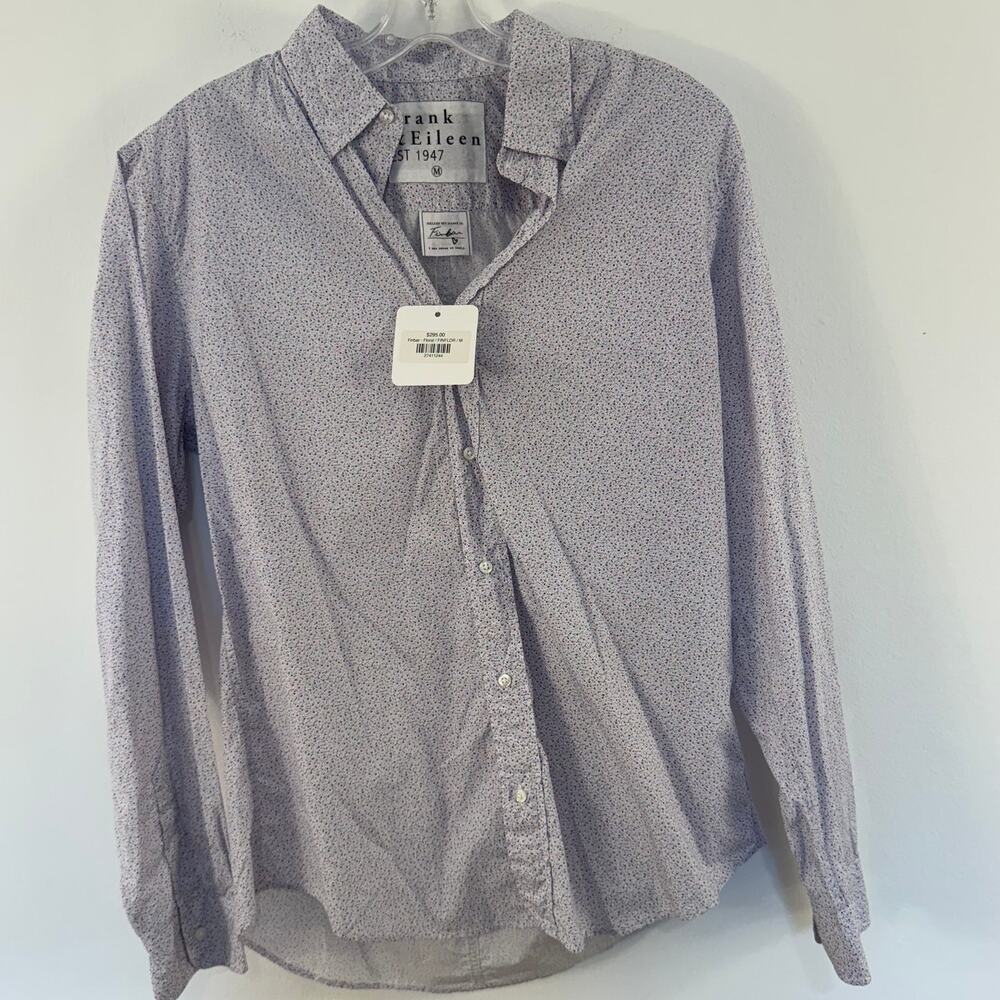 NWT Frank & Eileen Finbar Shirt M 100% Italian Cotton Purple Floral Button Down